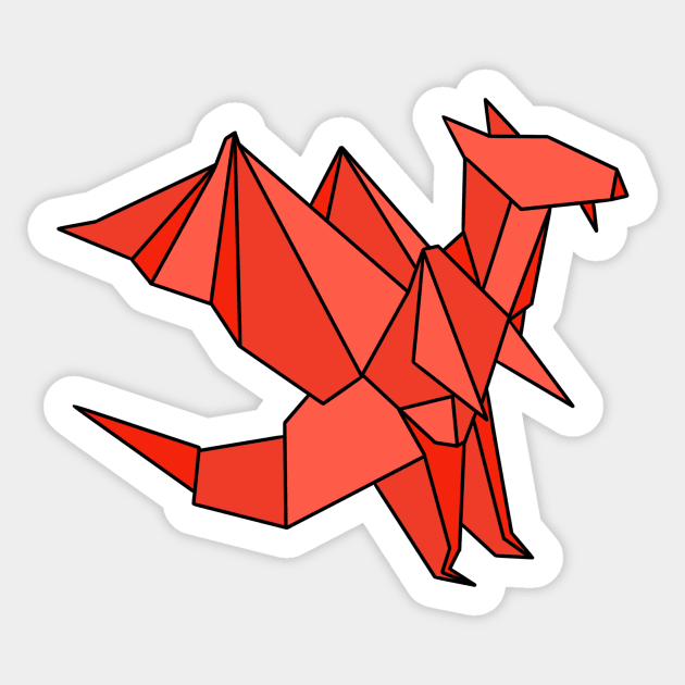 Red origami dragon Sticker by CalliesArt